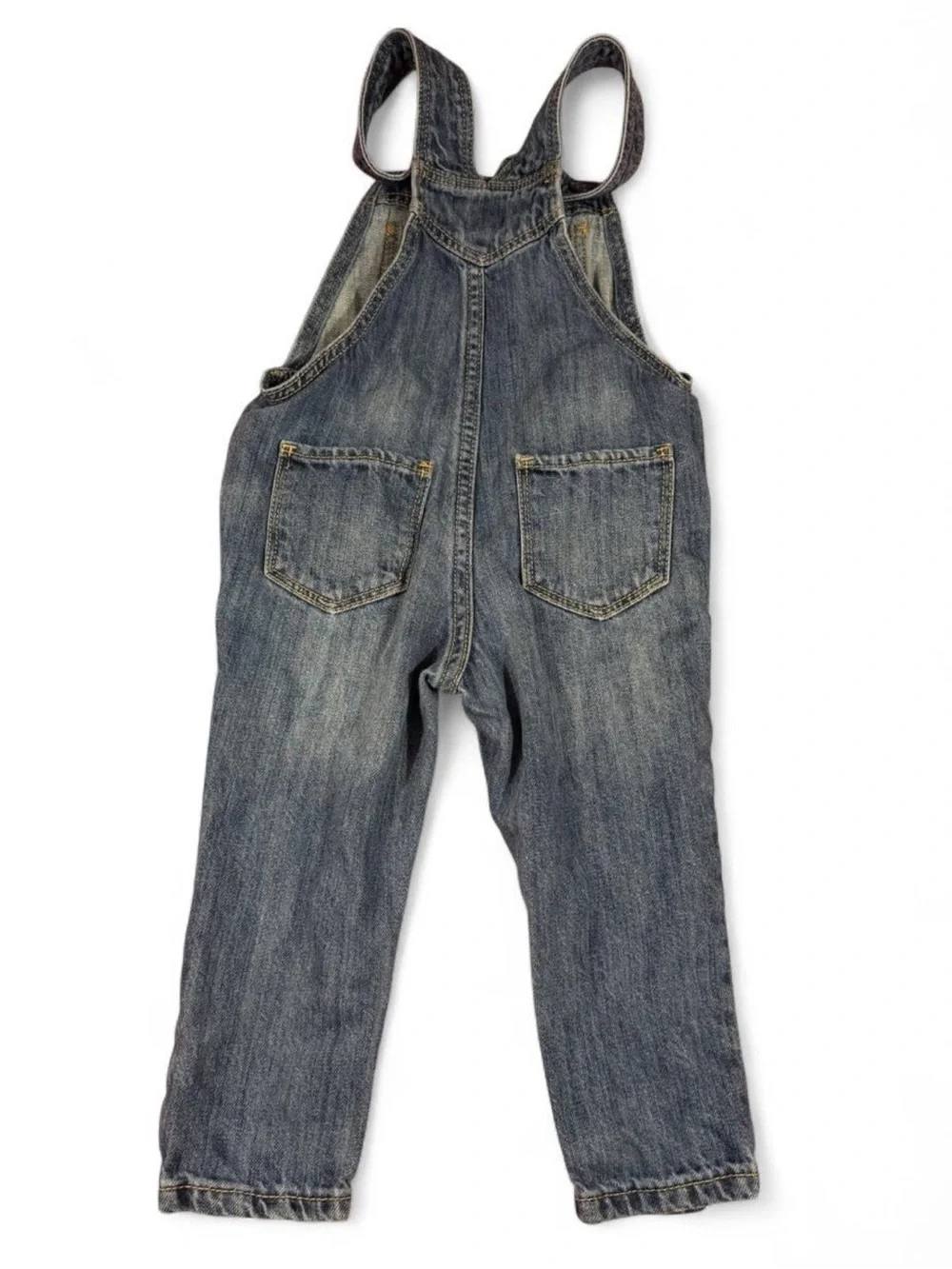 GAP Denim Toddler Overalls 18-24 Months Blue Heart Patch Adjustable Bib Jeans